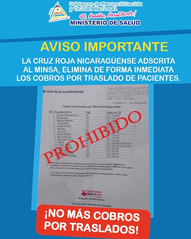 Ministerio de Salud ELIMINA de forma inmediata cualquier cobro por traslados de pacientes.