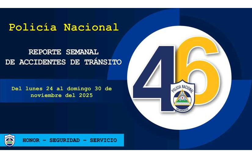 Más de mil colisiones de tránsito en Nicaragua durante la última semana reporta Policía Nacional