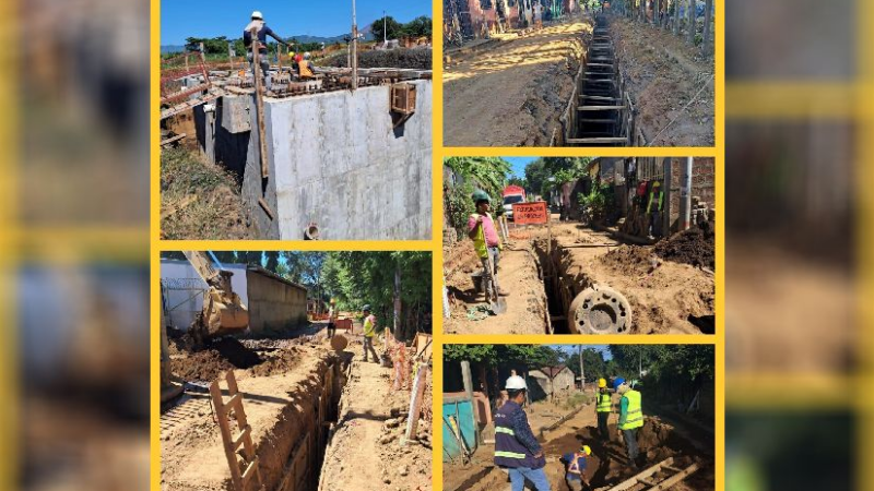 Proyecto del sistema de saneamiento en Telica presenta avance del 33%