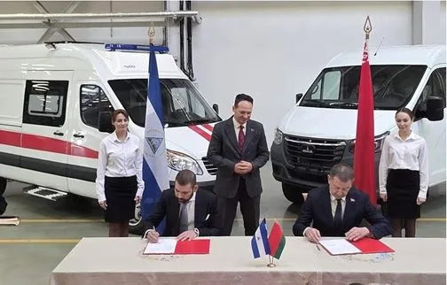 Nicaragua firma contrato para adquisición de 247 ambulancias durante segundo día de agenda en Belarús