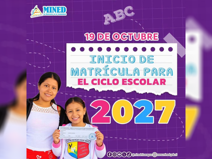 Matrículas escolares inician este 19 de octubre en Nicaragua